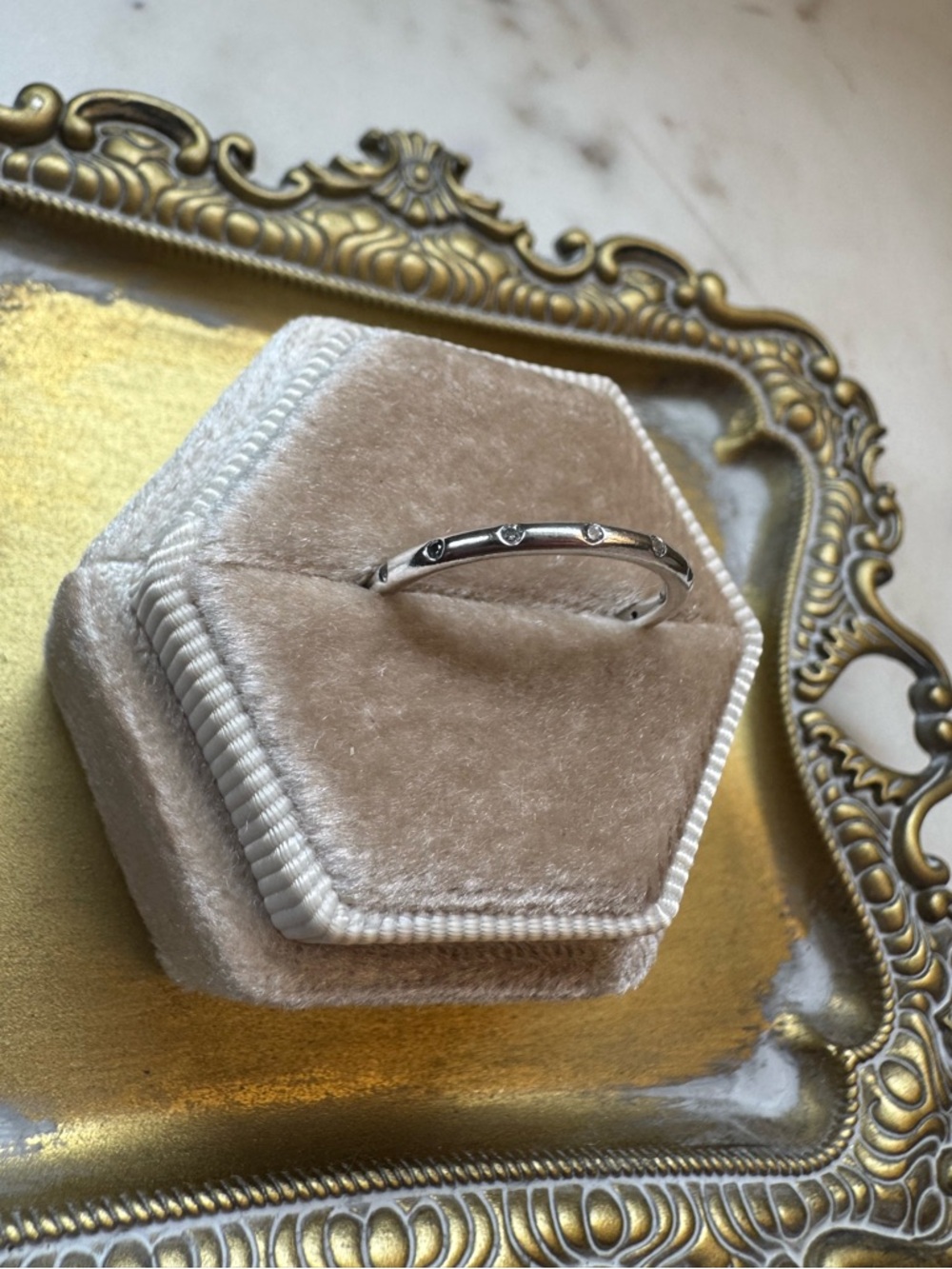 Pandora Silver Slim Dot Accent Ring